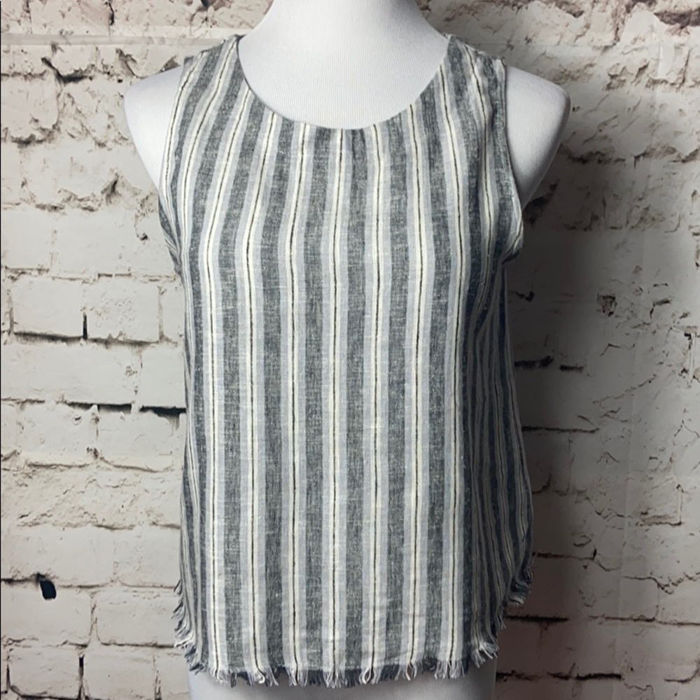 ANTHROPOLOGIE Striped Sleeveless Top Button Back S